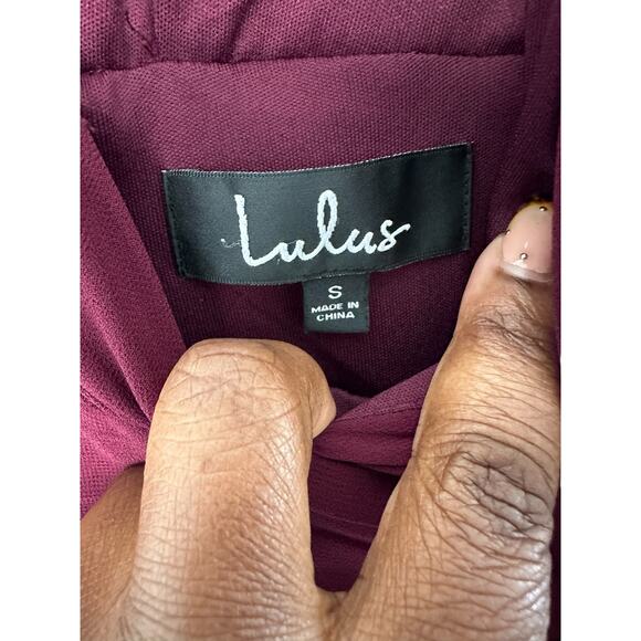 Lulus Heavenly Hues Burgundy Formal Chiffon V-neck Maxi Dress Size Small - Picture 3 of 11